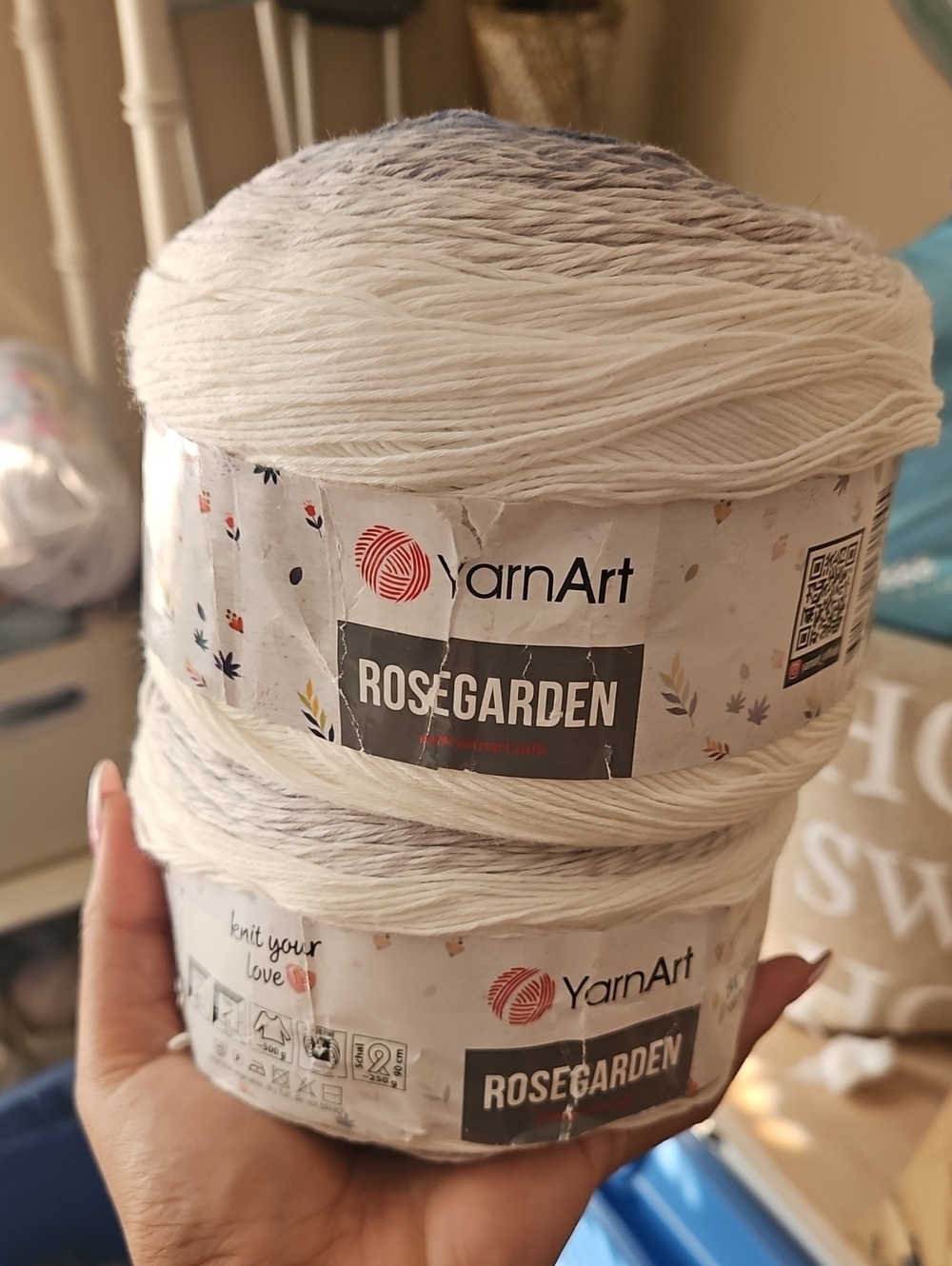Rosegarden White Gradient Cotton Yarn - 2-Pack